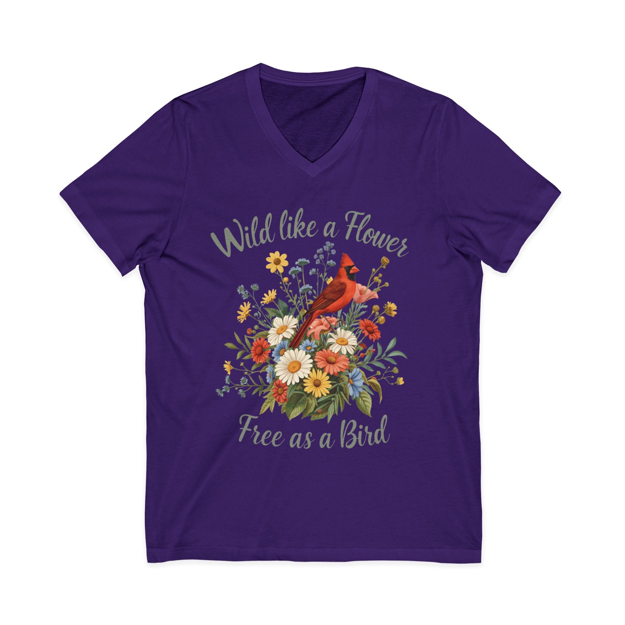 Wild Like a Flower Free as a Bird V-Neck T-Shirt