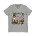 Homestead Hustle – Rustic Farmhouse V-Neck Tee