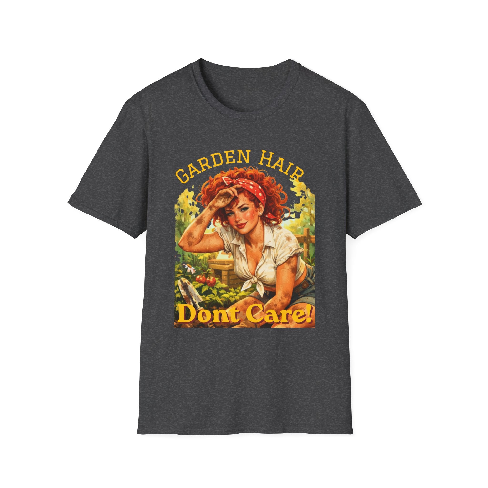 Garden Hair Don’t Care T-Shirt | Funny Gardening Shirt | Vintage Pin Up Garden Tee | Plant Lover Gift | Homestead Shirt