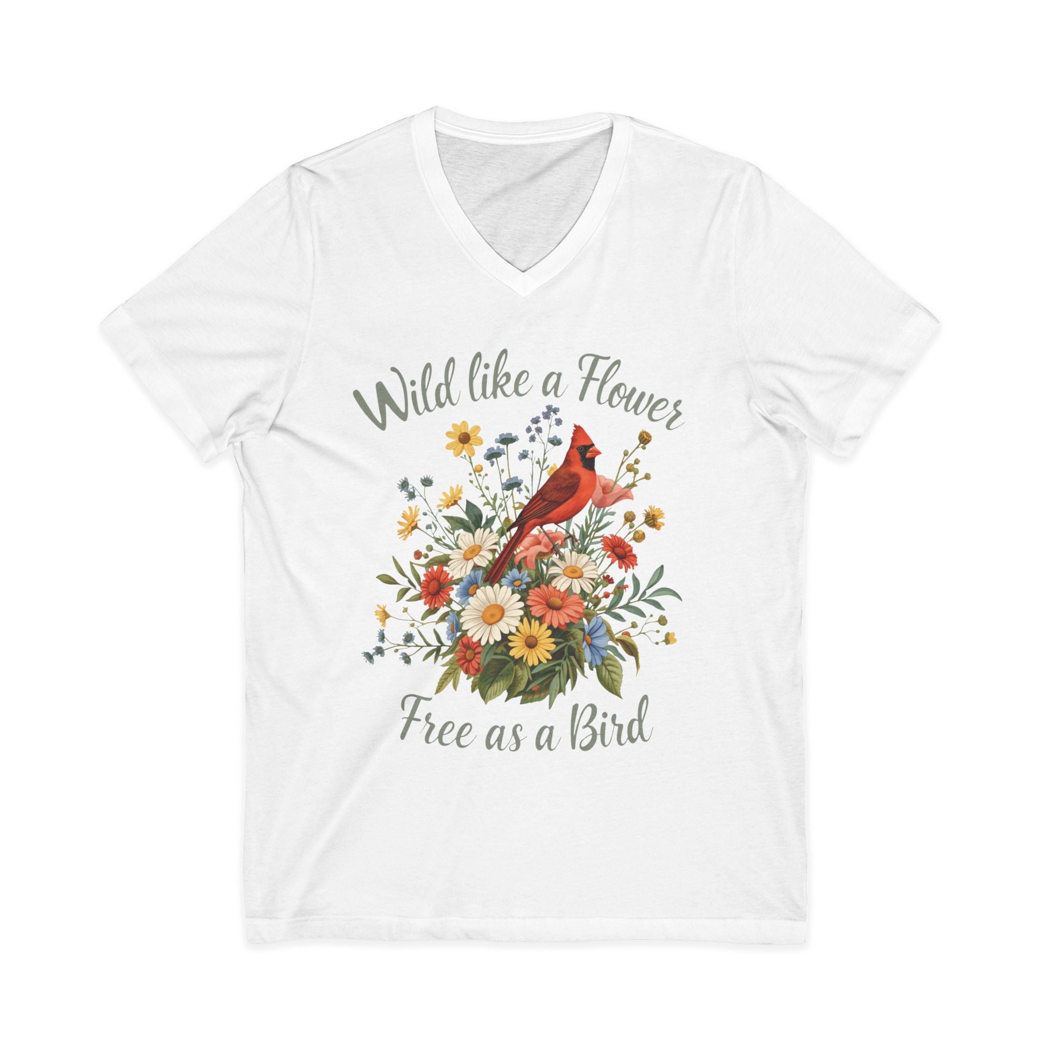 Wild Like a Flower Free as a Bird V-Neck T-Shirt