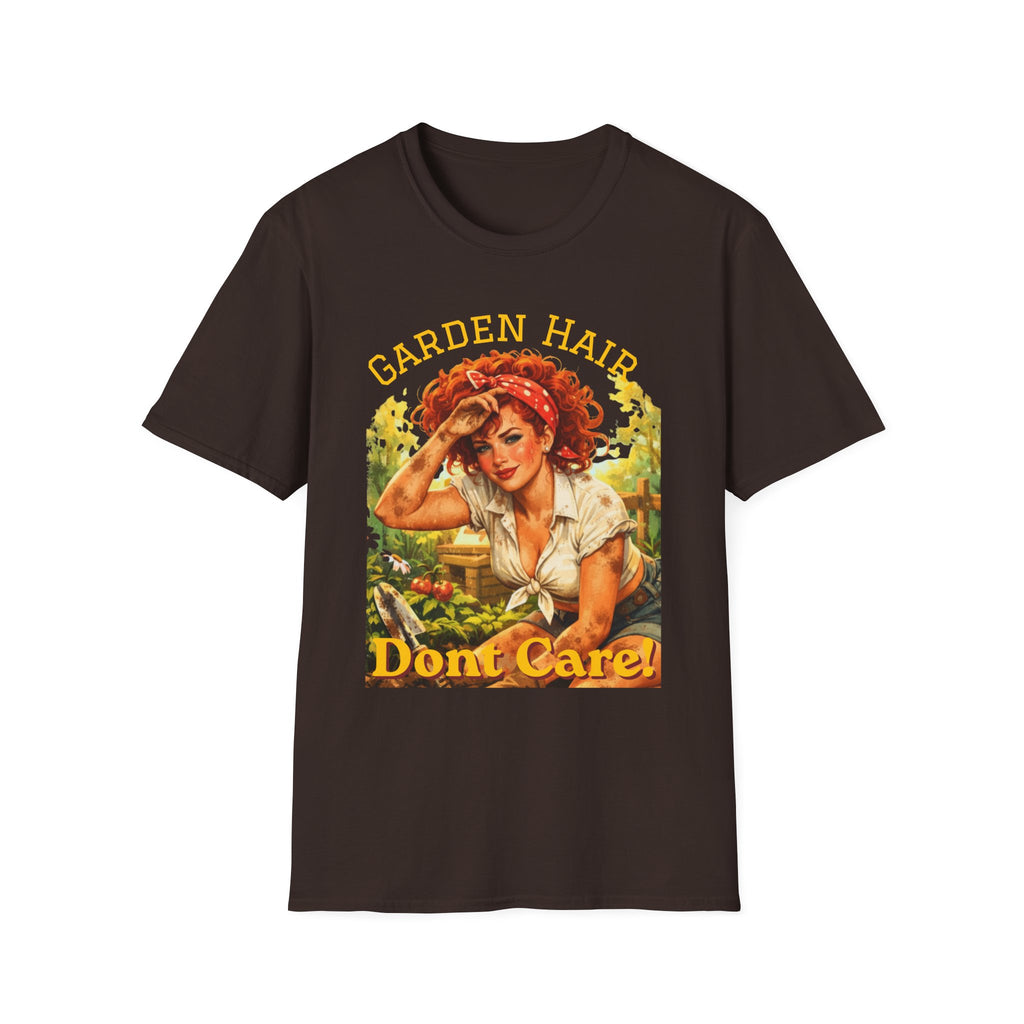 Garden Hair Don’t Care T-Shirt | Funny Gardening Shirt | Vintage Pin Up Garden Tee | Plant Lover Gift | Homestead Shirt