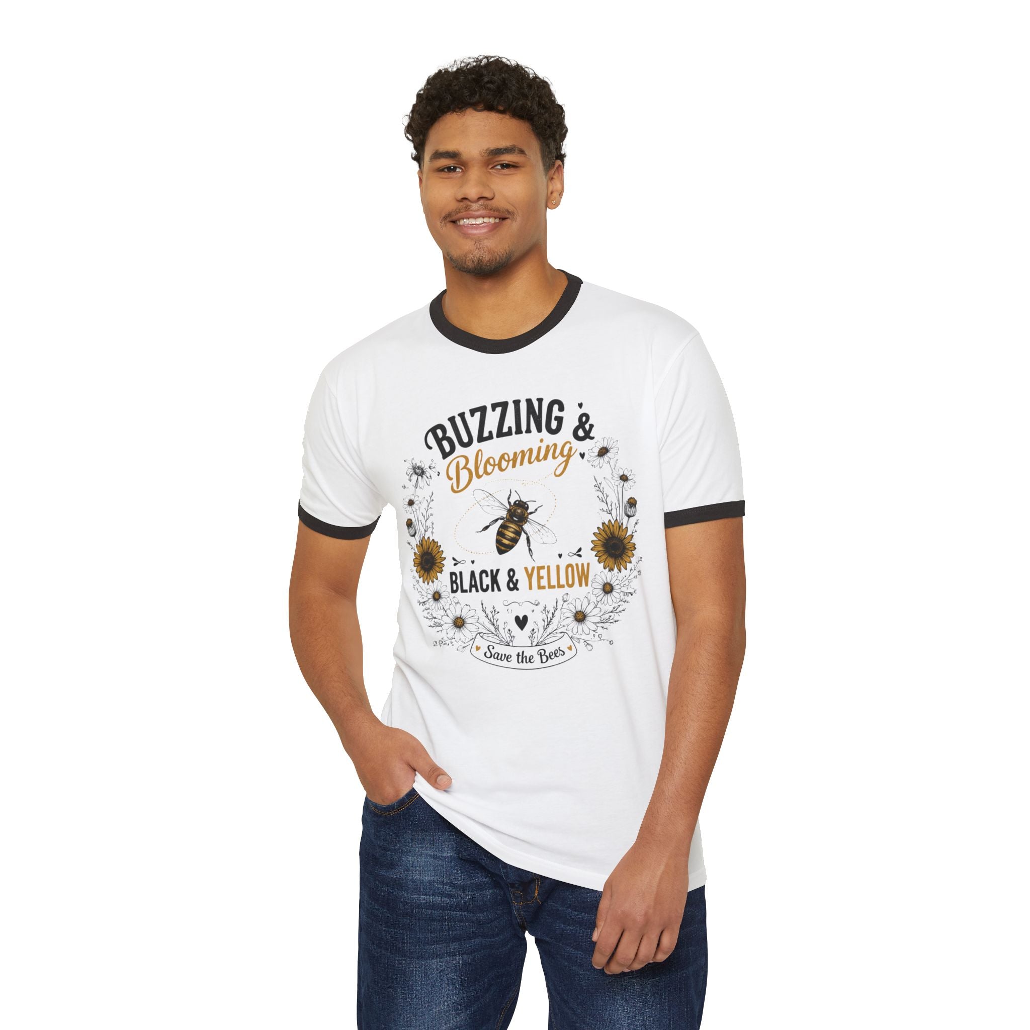 Buzzing & Blooming Black & Yellow Shirt – Save the Bees Tee