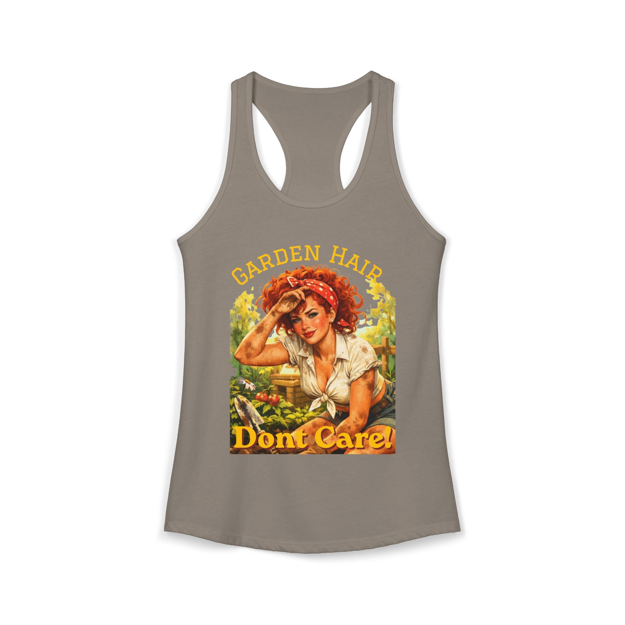 Garden Hair Don’t Care Tank Top | Funny Gardening Shirt | Vintage Pin Up Garden Tank | Plant Lover Gift | Homestead Apparel