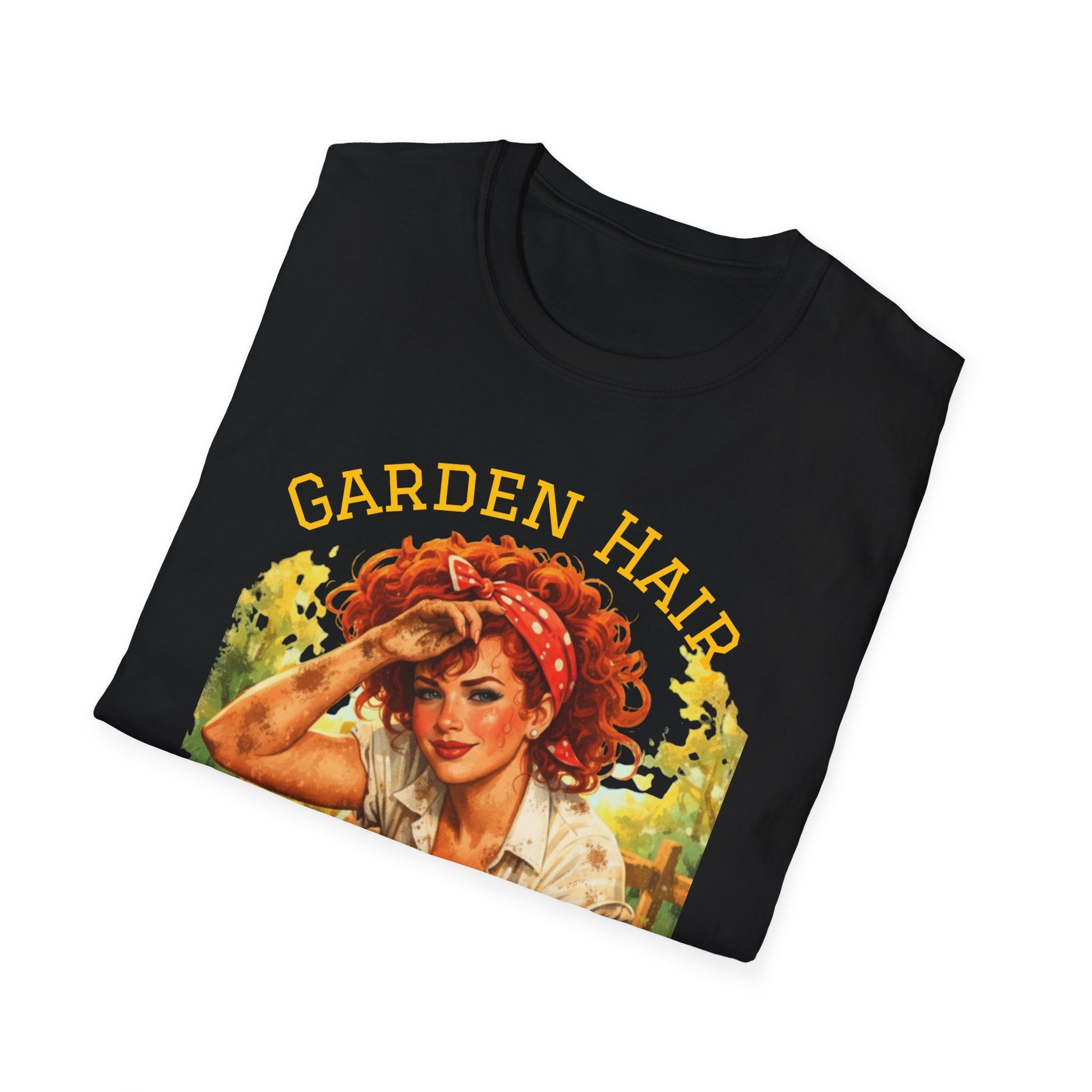 Garden Hair Don’t Care T-Shirt | Funny Gardening Shirt | Vintage Pin Up Garden Tee | Plant Lover Gift | Homestead Shirt