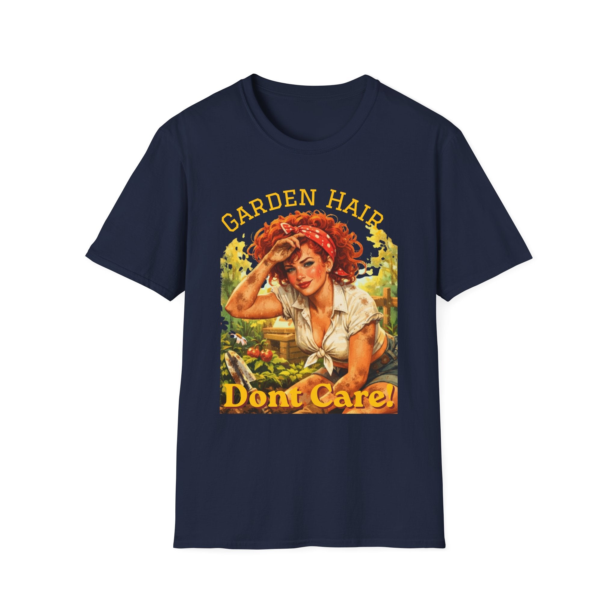 Garden Hair Don’t Care T-Shirt | Funny Gardening Shirt | Vintage Pin Up Garden Tee | Plant Lover Gift | Homestead Shirt