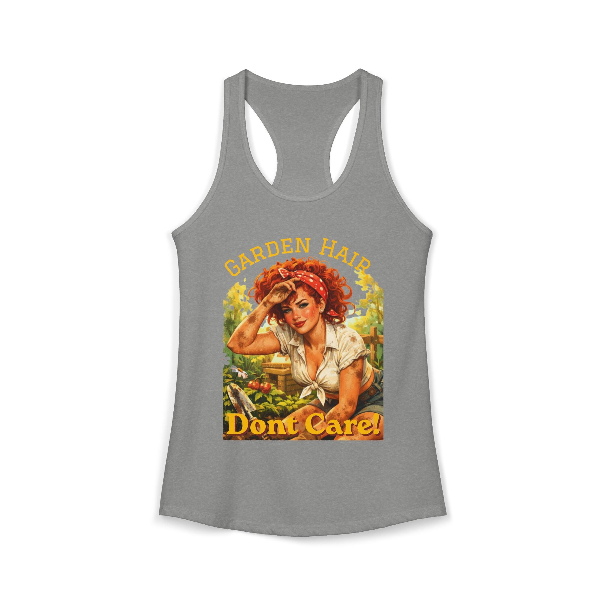 Garden Hair Don’t Care Tank Top | Funny Gardening Shirt | Vintage Pin Up Garden Tank | Plant Lover Gift | Homestead Apparel