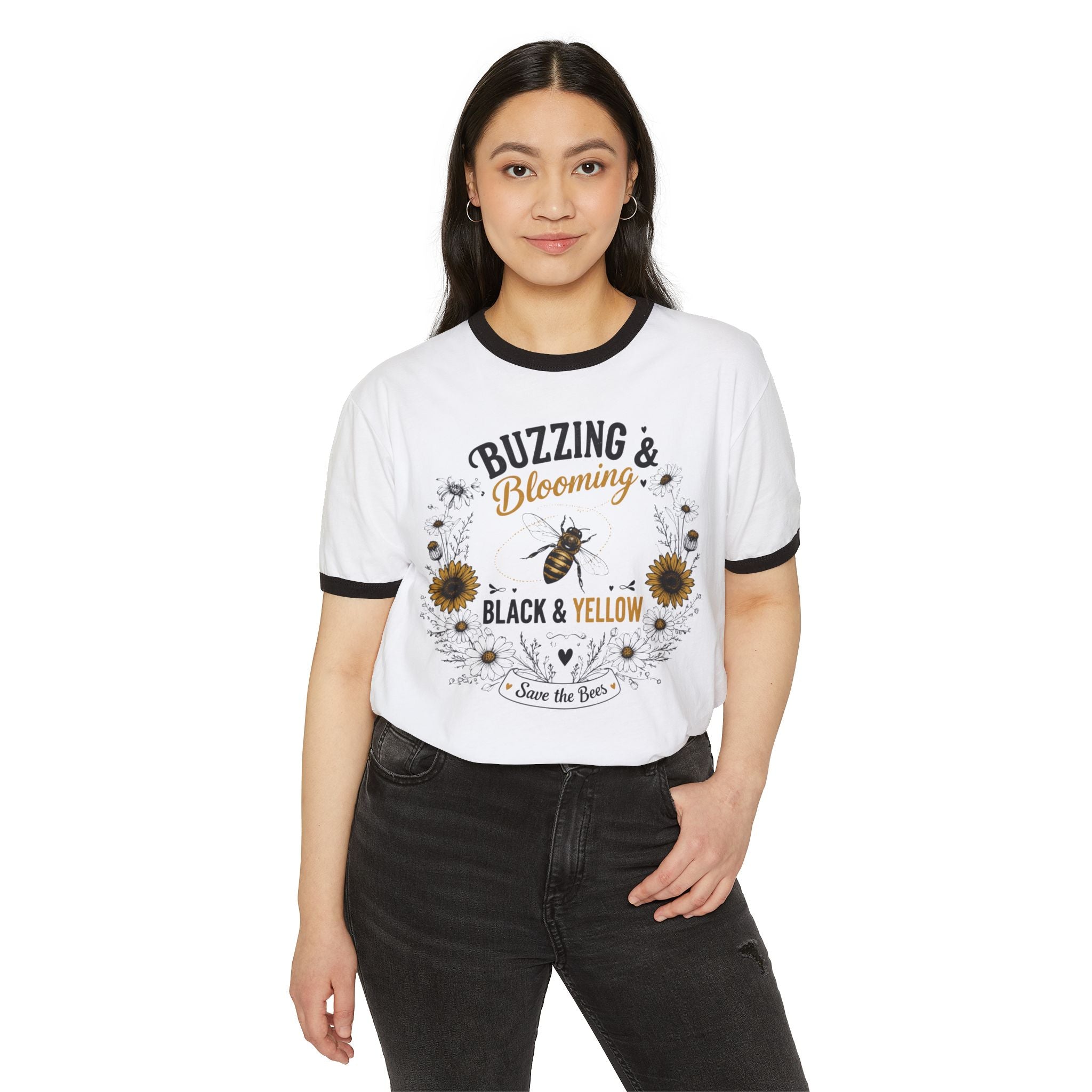 Buzzing & Blooming Black & Yellow Shirt – Save the Bees Tee