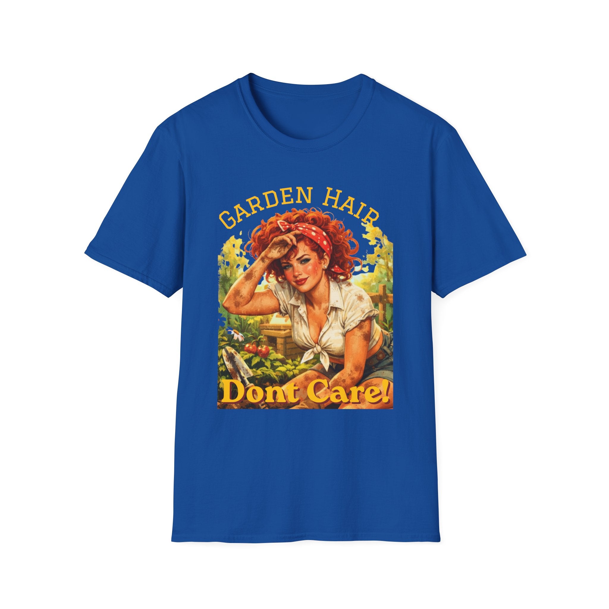 Garden Hair Don’t Care T-Shirt | Funny Gardening Shirt | Vintage Pin Up Garden Tee | Plant Lover Gift | Homestead Shirt