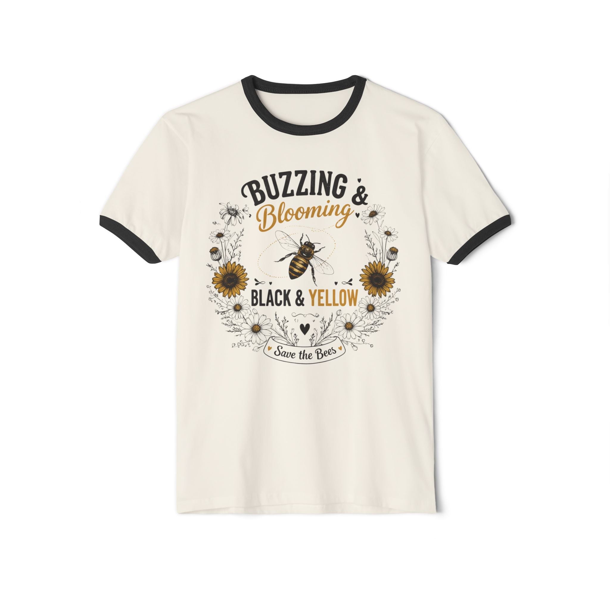 Buzzing & Blooming Black & Yellow Shirt – Save the Bees Tee